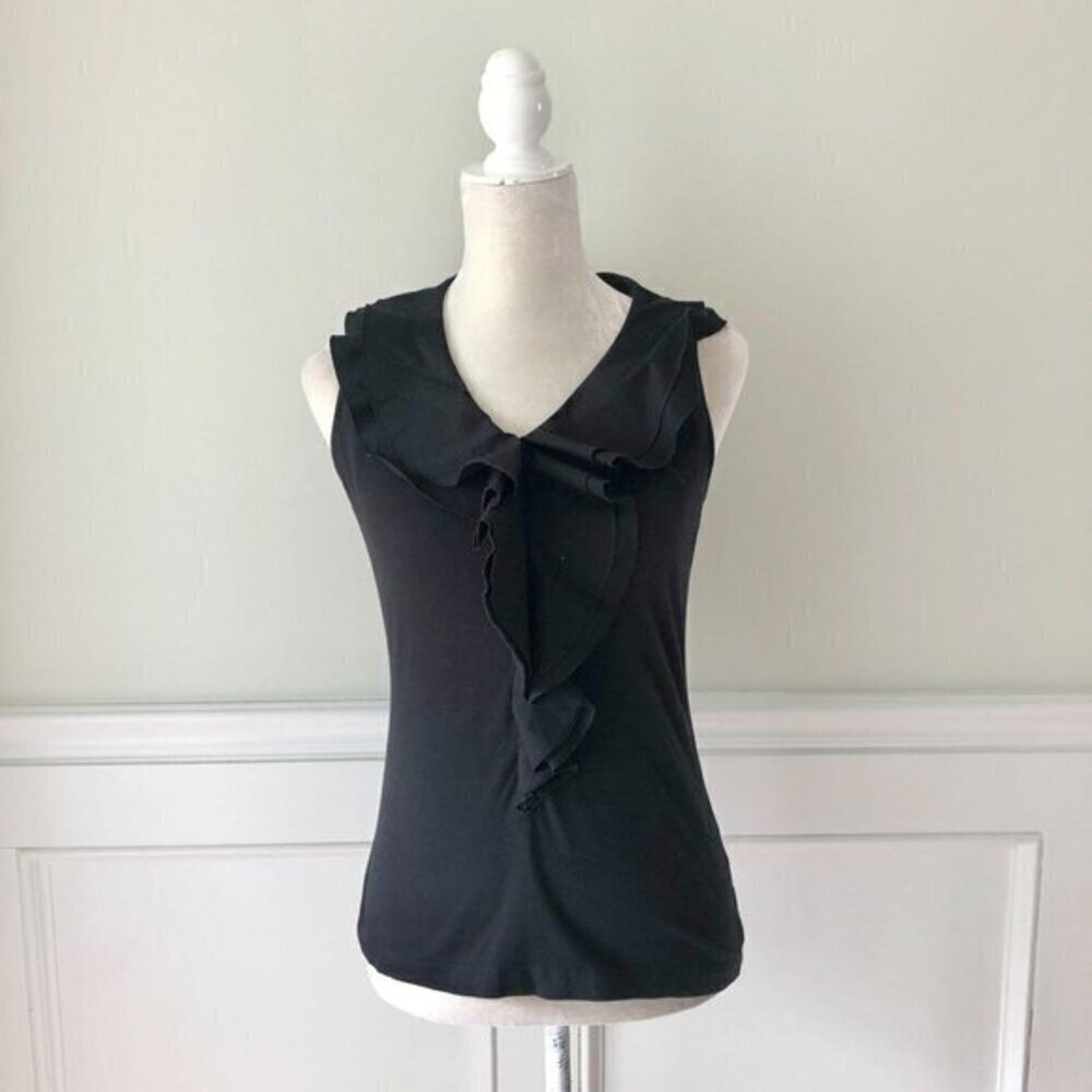Nexx New York Black Ruffle Neck Sleeveless Top S